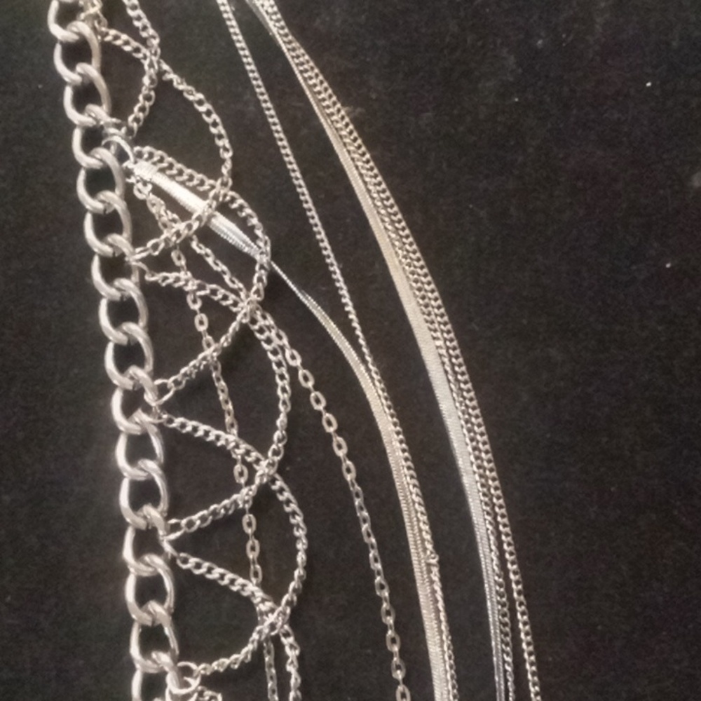 Loft Blackened layered multi chain necklace 24 up to 28 with extender.